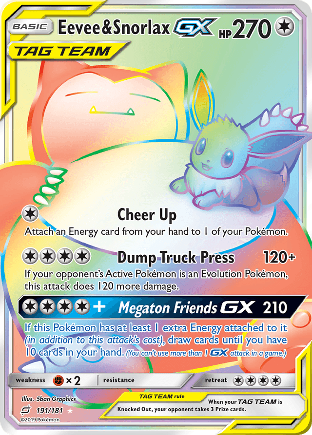 Carta Eevee & Snorlax-GX 191/181 do set Team Up — Pokémon TCG | Bynx