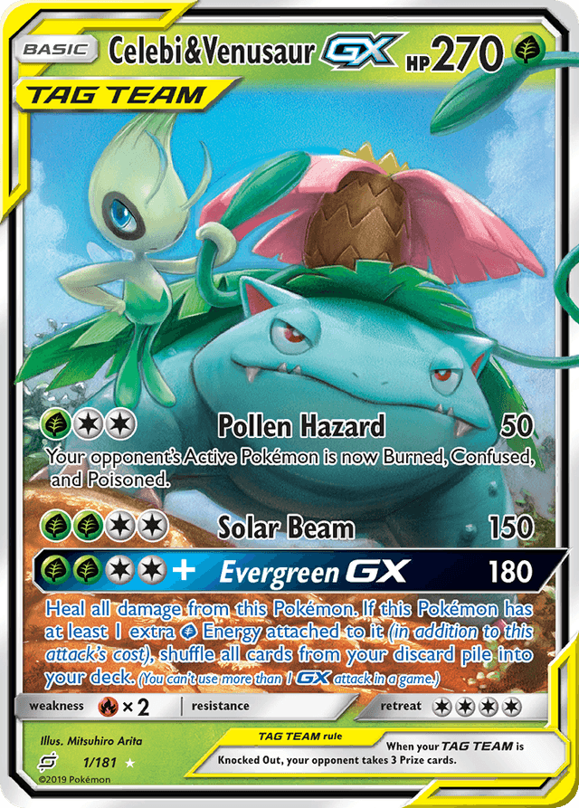 Carta Celebi & Venusaur-GX 1/181 do set Team Up — Pokémon TCG | Bynx