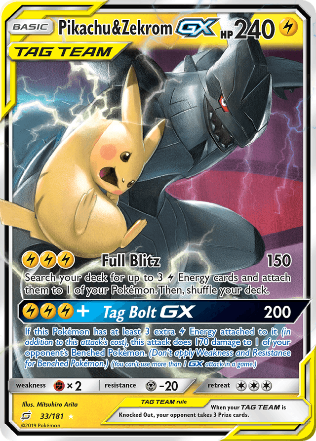 Carta Pikachu & Zekrom-GX 33/181 do set Team Up — Pokémon TCG | Bynx