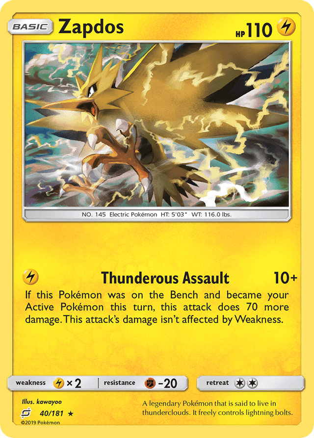 Carta Zapdos 40/181 do set Team Up — Pokémon TCG | Bynx