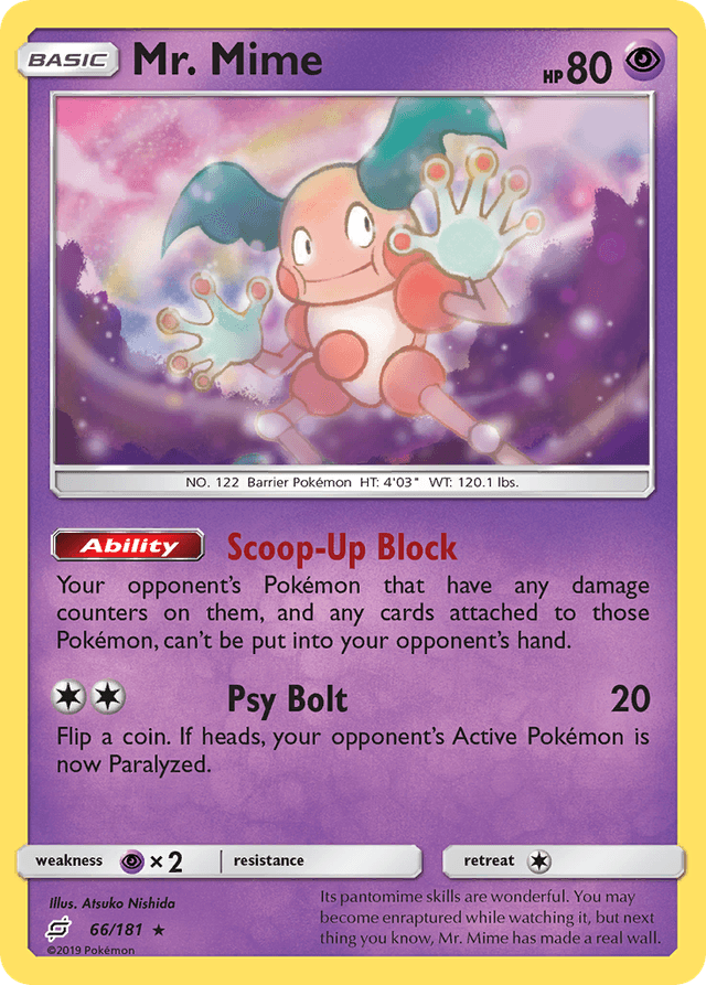 Carta Mr. Mime 66/181 do set Team Up — Pokémon TCG | Bynx