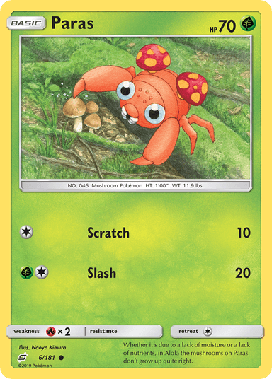 Carta Paras 6/181 do set Team Up — Pokémon TCG | Bynx