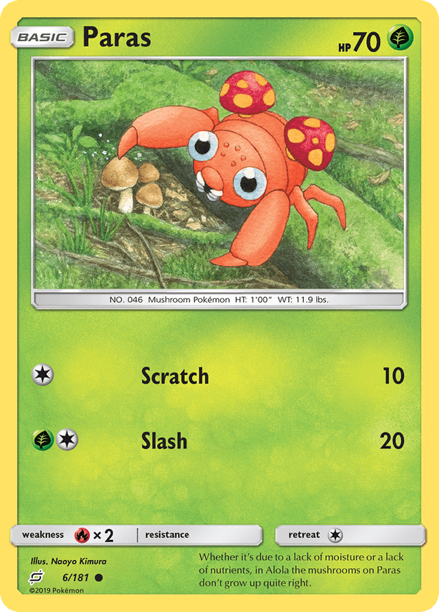 Carta Paras 6/181 do set Team Up — Pokémon TCG | Bynx