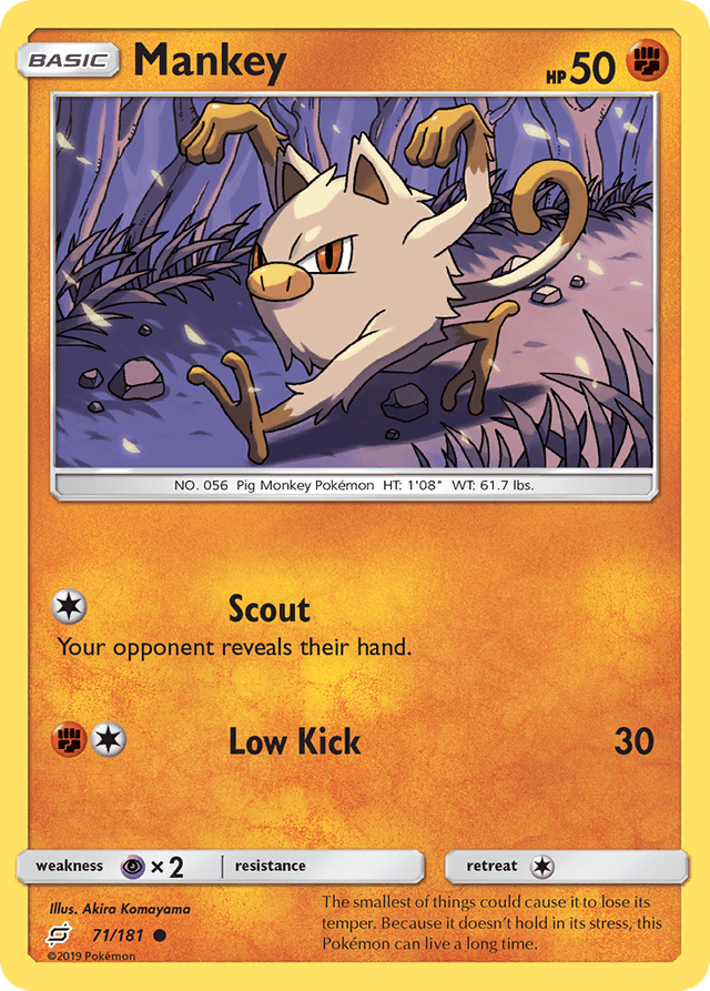 Carta Mankey 71/181 do set Team Up — Pokémon TCG | Bynx