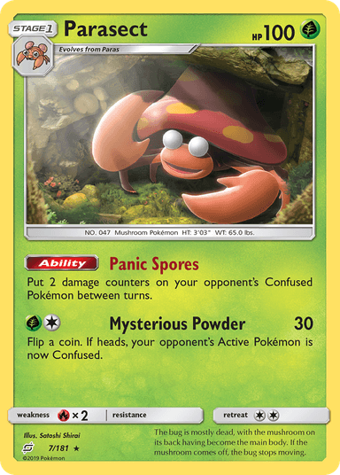 Carta Parasect 7/181 do set Team Up — Pokémon TCG | Bynx