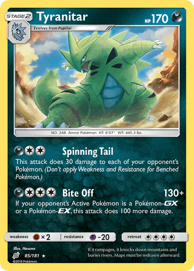 Carta Tyranitar 85/181 do set Team Up — Pokémon TCG | Bynx