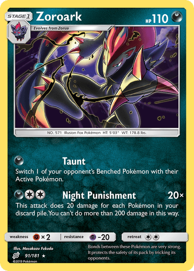 Carta Zoroark 91/181 do set Team Up — Pokémon TCG | Bynx