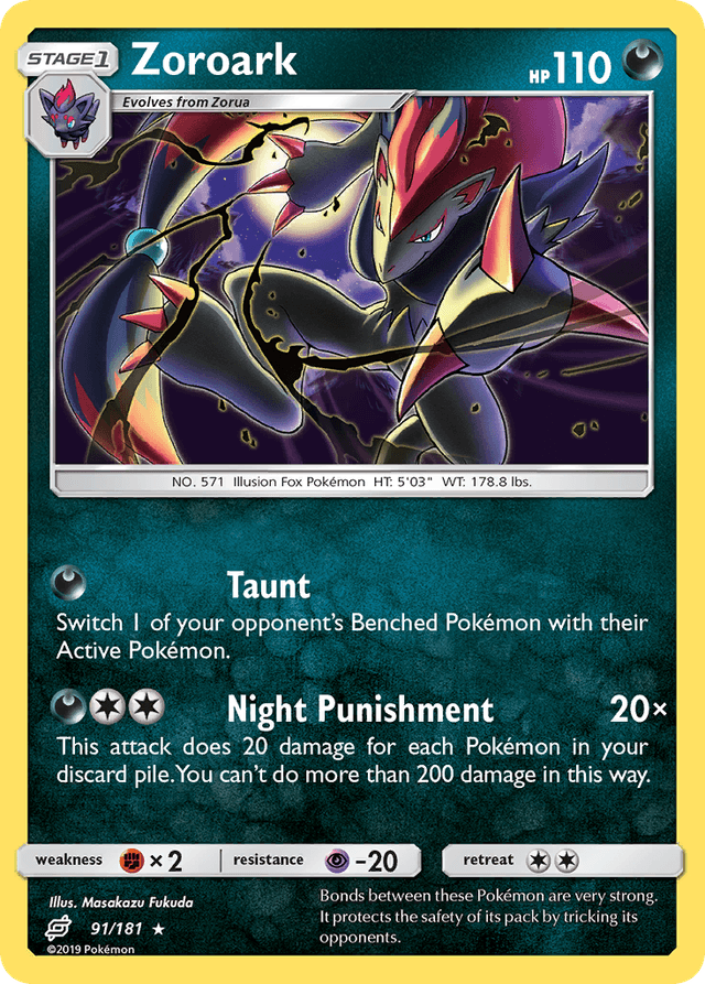 Carta Zoroark 91/181 do set Team Up — Pokémon TCG | Bynx