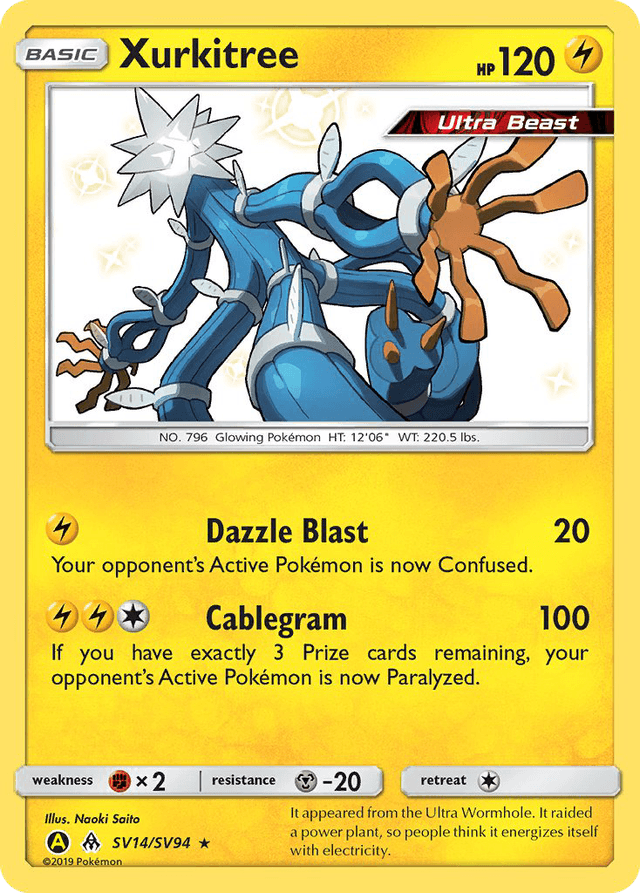 Carta Xurkitree SV14/94 do set Hidden Fates Shiny Vault — Pokémon TCG | Bynx
