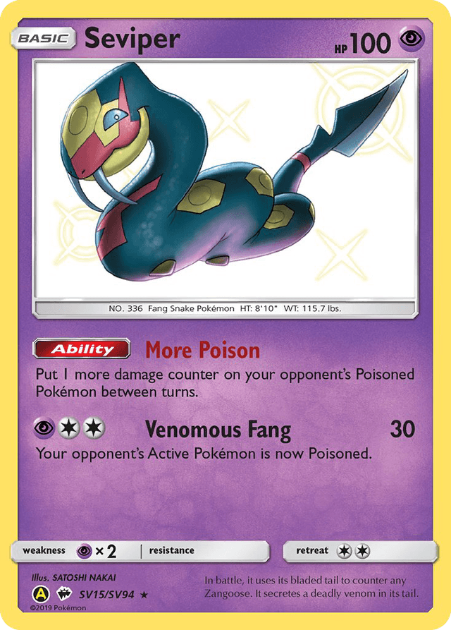 Carta Seviper SV15/94 do set Hidden Fates Shiny Vault — Pokémon TCG | Bynx
