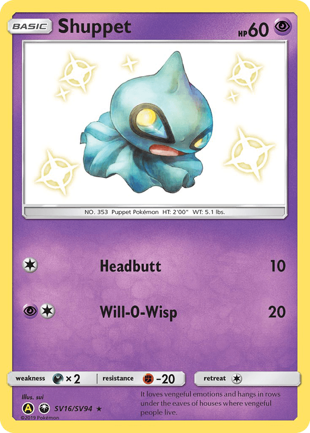 Carta Shuppet SV16/94 do set Hidden Fates Shiny Vault — Pokémon TCG | Bynx