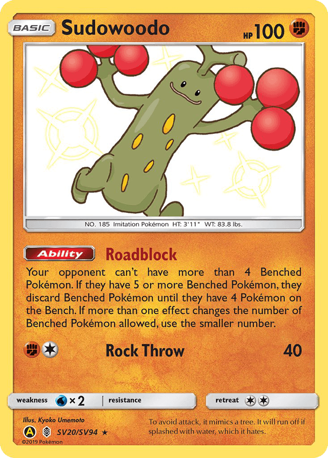 Carta Sudowoodo SV20/94 do set Hidden Fates Shiny Vault — Pokémon TCG | Bynx
