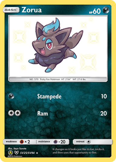 Carta Zorua SV25/94 do set Hidden Fates Shiny Vault — Pokémon TCG | Bynx