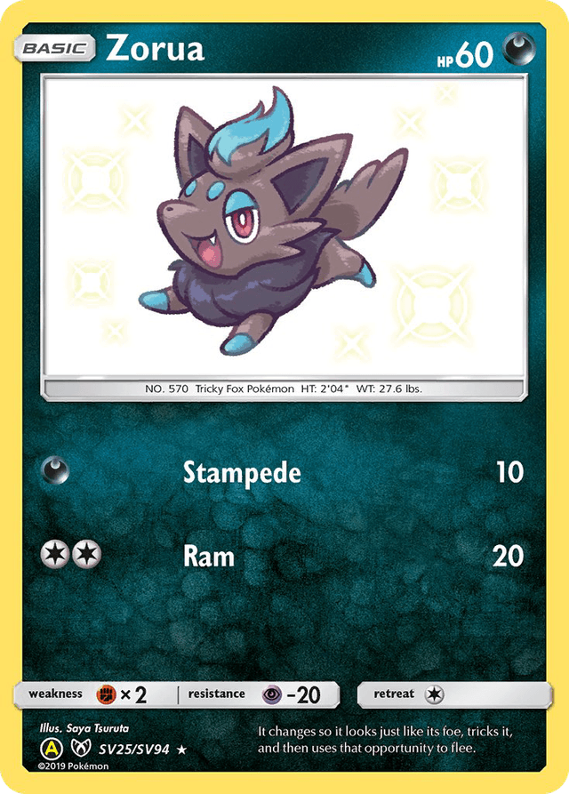 Carta Zorua SV25/94 do set Hidden Fates Shiny Vault — Pokémon TCG | Bynx