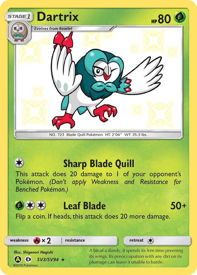 Carta Dartrix SV3/94 do set Hidden Fates Shiny Vault — Pokémon TCG | Bynx