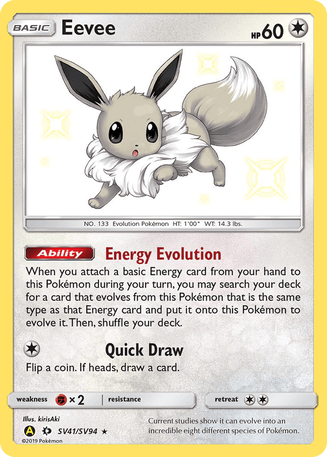 Carta Eevee SV41/94 do set Hidden Fates Shiny Vault — Pokémon TCG | Bynx
