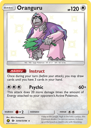 Carta Oranguru SV44/94 do set Hidden Fates Shiny Vault — Pokémon TCG | Bynx