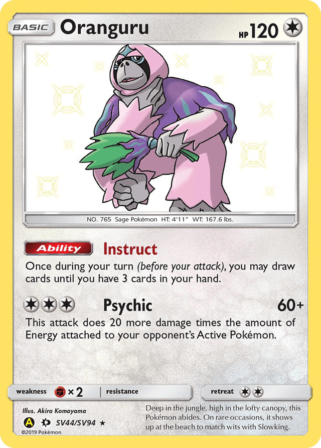 Carta Oranguru SV44/94 do set Hidden Fates Shiny Vault — Pokémon TCG | Bynx