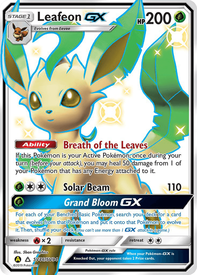Carta Leafeon-GX SV46/94 do set Hidden Fates Shiny Vault — Pokémon TCG | Bynx