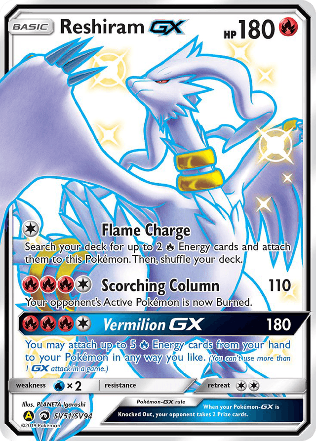 Carta Reshiram-GX SV51/94 do set Hidden Fates Shiny Vault — Pokémon TCG | Bynx