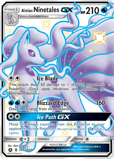 Carta Alolan Ninetales-GX SV53/94 do set Hidden Fates Shiny Vault — Pokémon TCG | Bynx