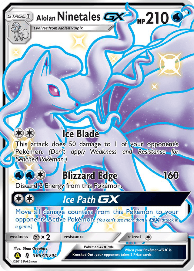 Carta Alolan Ninetales-GX SV53/94 do set Hidden Fates Shiny Vault — Pokémon TCG | Bynx