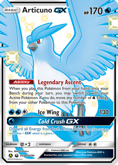 Carta Articuno-GX SV54/94 do set Hidden Fates Shiny Vault — Pokémon TCG | Bynx