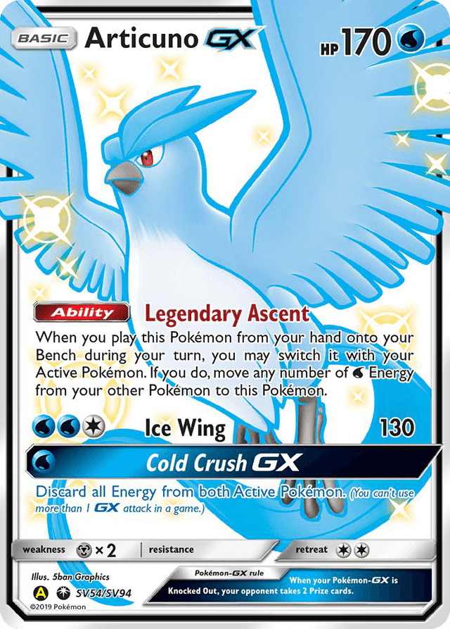 Carta Articuno-GX SV54/94 do set Hidden Fates Shiny Vault — Pokémon TCG | Bynx