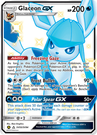 Carta Glaceon-GX SV55/94 do set Hidden Fates Shiny Vault — Pokémon TCG | Bynx