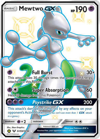 Carta Mewtwo-GX SV59/94 do set Hidden Fates Shiny Vault — Pokémon TCG | Bynx