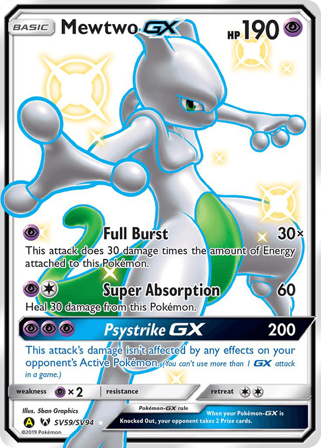 Carta Mewtwo-GX SV59/94 do set Hidden Fates Shiny Vault — Pokémon TCG | Bynx