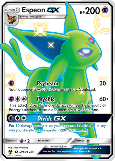 Carta Espeon-GX SV60/94 do set Hidden Fates Shiny Vault — Pokémon TCG | Bynx