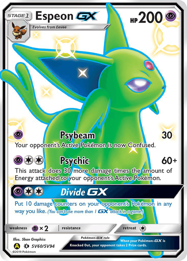 Carta Espeon-GX SV60/94 do set Hidden Fates Shiny Vault — Pokémon TCG | Bynx
