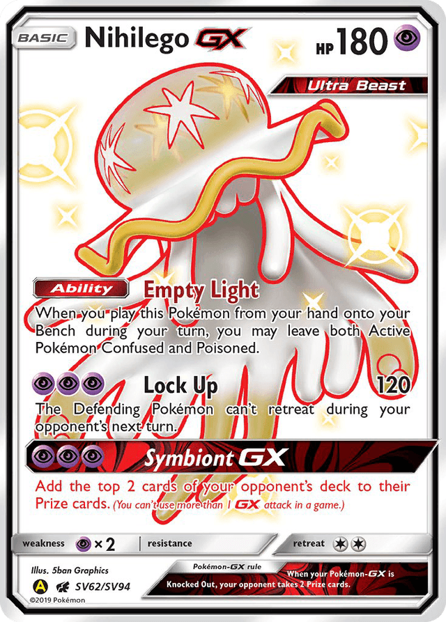 Carta Nihilego-GX SV62/94 do set Hidden Fates Shiny Vault — Pokémon TCG | Bynx