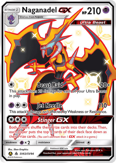 Carta Naganadel-GX SV63/94 do set Hidden Fates Shiny Vault — Pokémon TCG | Bynx