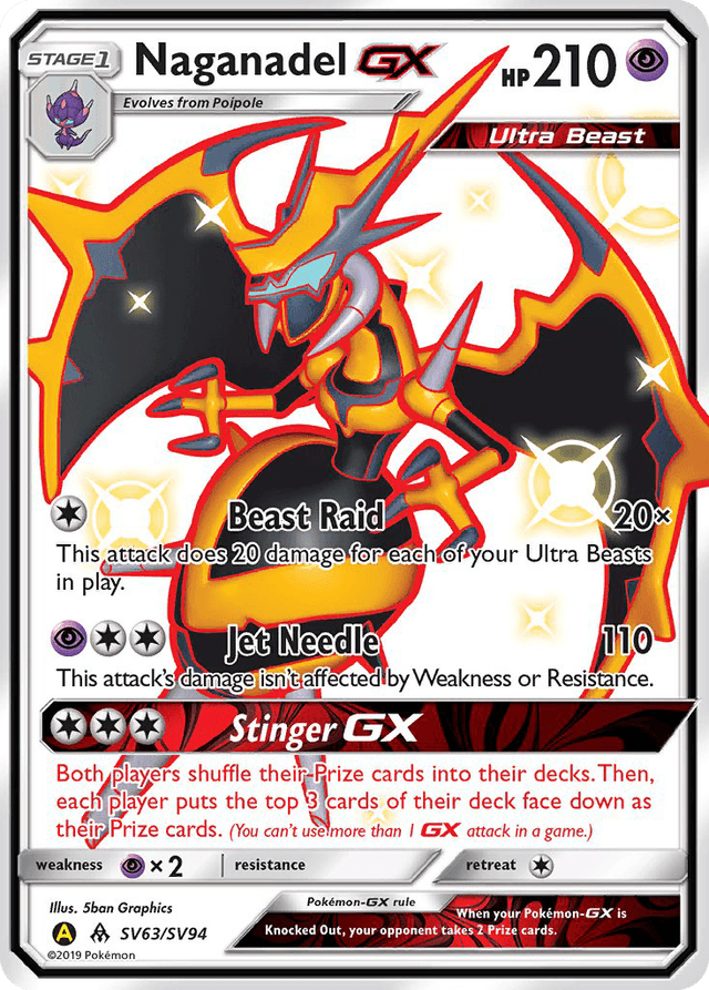 Carta Naganadel-GX SV63/94 do set Hidden Fates Shiny Vault — Pokémon TCG | Bynx