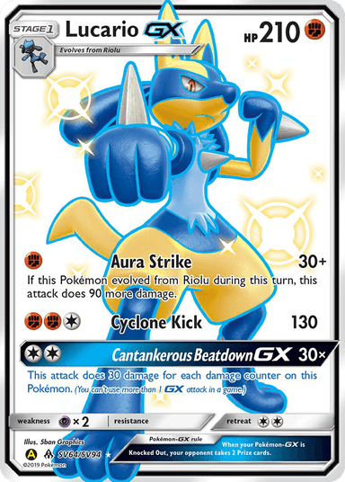 Carta Lucario-GX SV64/94 do set Hidden Fates Shiny Vault — Pokémon TCG | Bynx