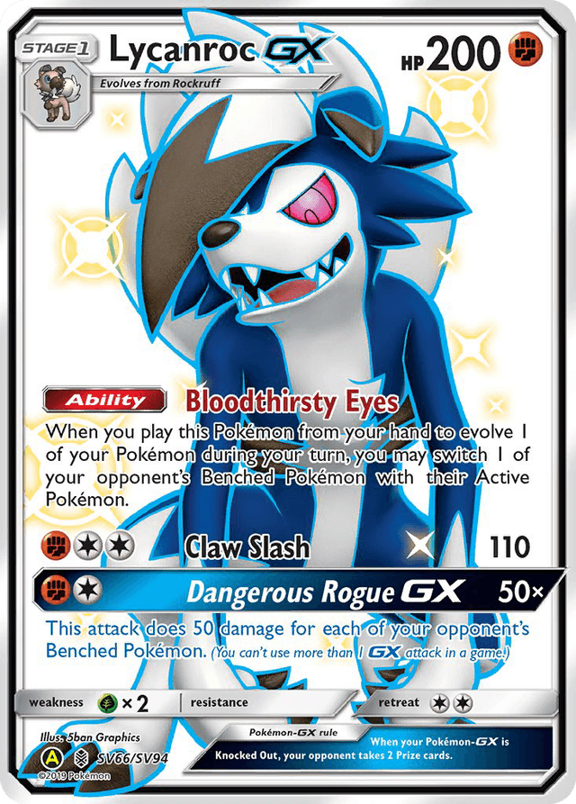 Carta Lycanroc-GX SV66/94 do set Hidden Fates Shiny Vault — Pokémon TCG | Bynx
