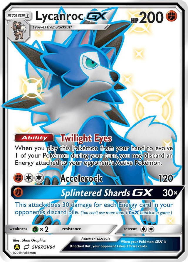Carta Lycanroc-GX SV67/94 do set Hidden Fates Shiny Vault — Pokémon TCG | Bynx