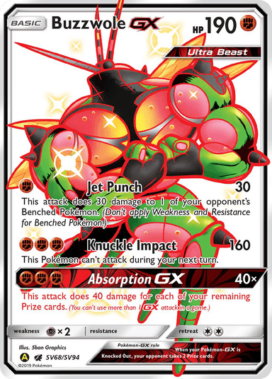 Carta Buzzwole-GX SV68/94 do set Hidden Fates Shiny Vault — Pokémon TCG | Bynx
