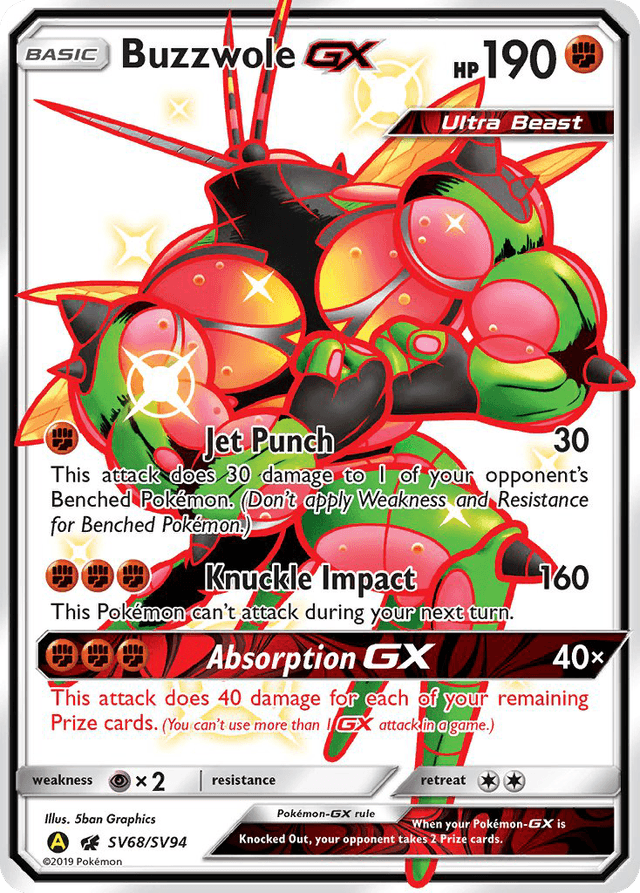 Carta Buzzwole-GX SV68/94 do set Hidden Fates Shiny Vault — Pokémon TCG | Bynx