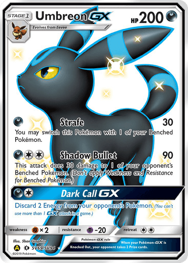 Carta Umbreon-GX SV69/94 do set Hidden Fates Shiny Vault — Pokémon TCG | Bynx