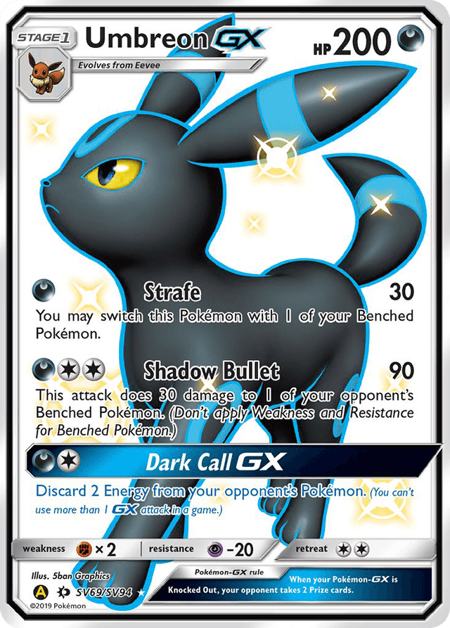 Carta Umbreon-GX SV69/94 do set Hidden Fates Shiny Vault — Pokémon TCG | Bynx