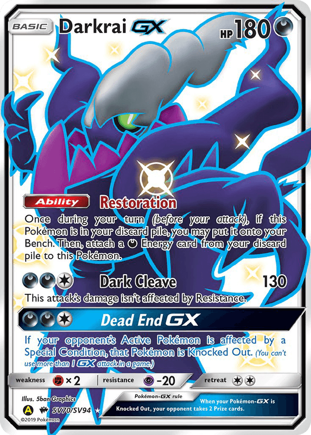 Carta Darkrai-GX SV70/94 do set Hidden Fates Shiny Vault — Pokémon TCG | Bynx