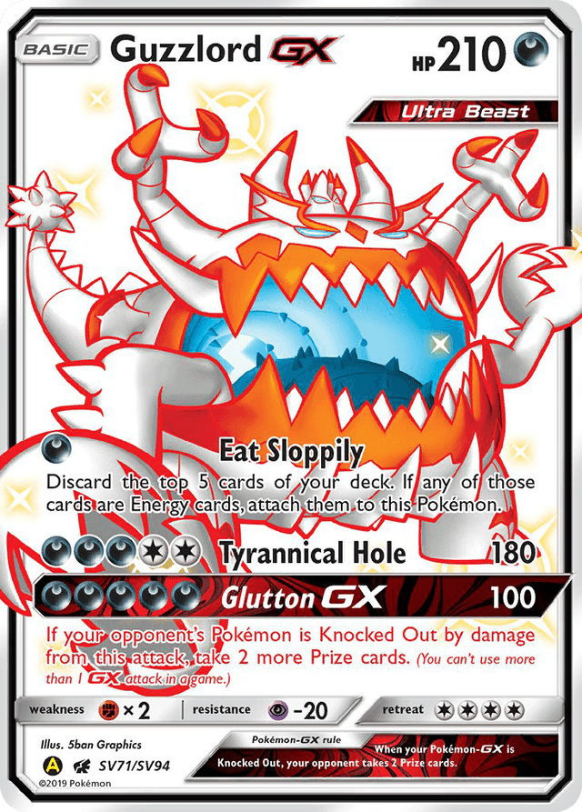 Carta Guzzlord-GX SV71/94 do set Hidden Fates Shiny Vault — Pokémon TCG | Bynx