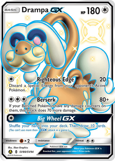 Carta Drampa-GX SV80/94 do set Hidden Fates Shiny Vault — Pokémon TCG | Bynx