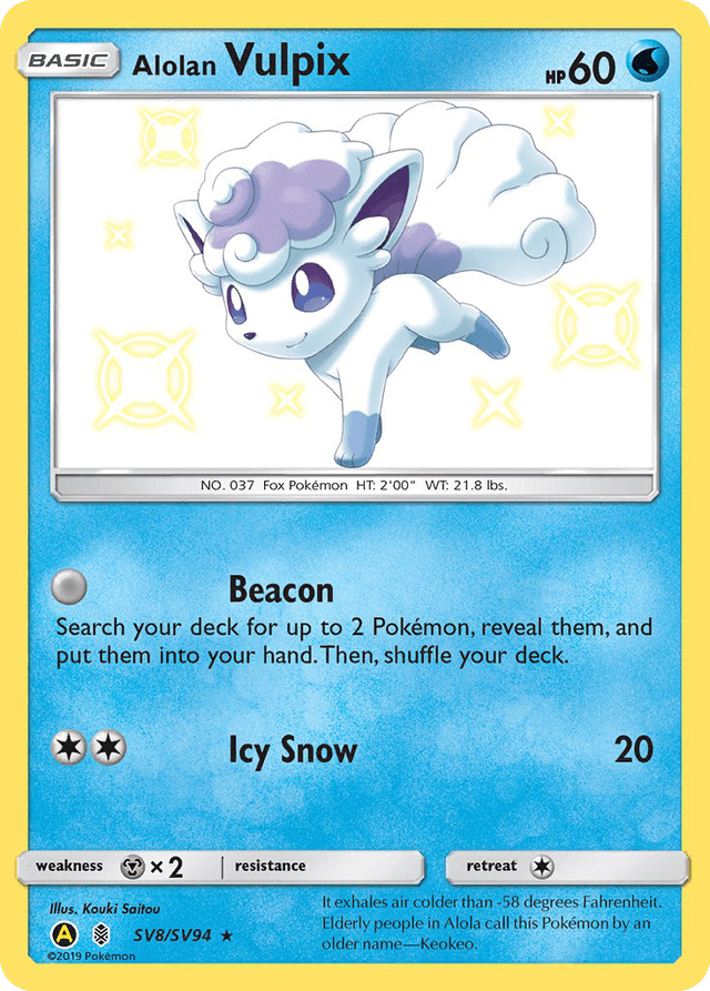 Carta Alolan Vulpix SV8/94 do set Hidden Fates Shiny Vault — Pokémon TCG | Bynx