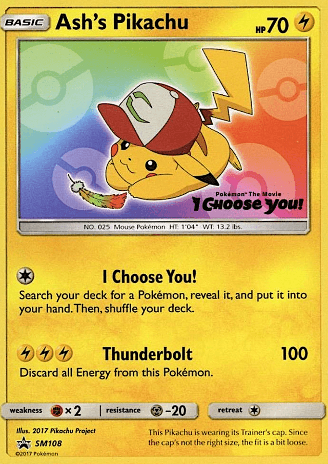 Carta Ash's Pikachu SM108/248 do set SM Black Star Promos — Pokémon TCG | Bynx