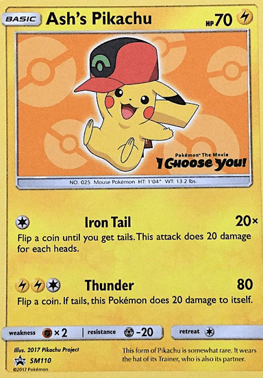 Carta Ash's Pikachu SM110/248 do set SM Black Star Promos — Pokémon TCG | Bynx