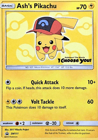 Carta Ash's Pikachu SM111/248 do set SM Black Star Promos — Pokémon TCG | Bynx